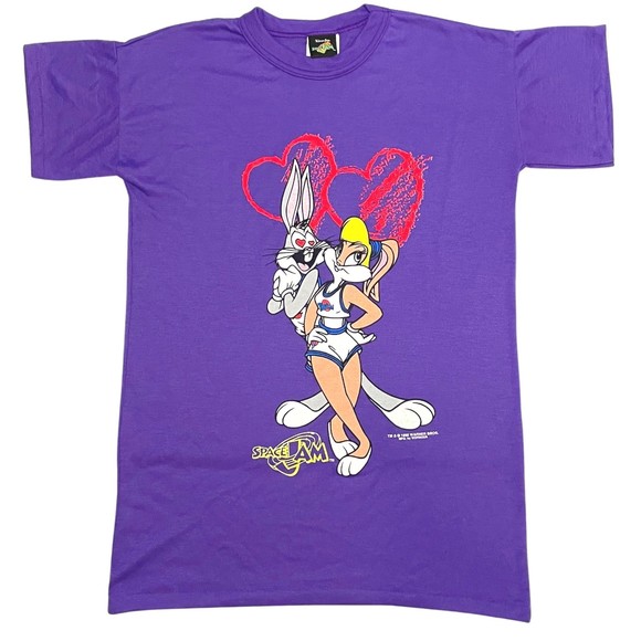 RARE Vintage 90s Space Jam Bugs Lola Bunny In Love Shirt Looney Tunes - Picture 2 of 6